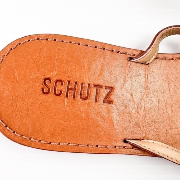 Schutz Belle Nappa Leather Crystal-Embellished Thong Sandal womens size 8.5 - Picture 5 of 8